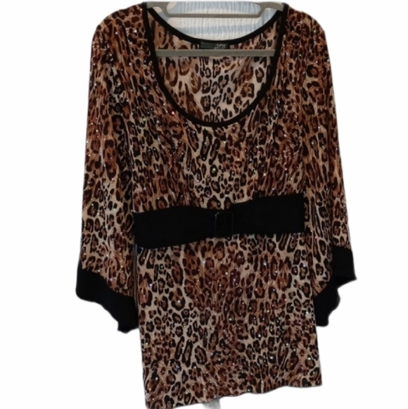 JTB leopard print tie back medium 19" pit - Picture 1 of 13